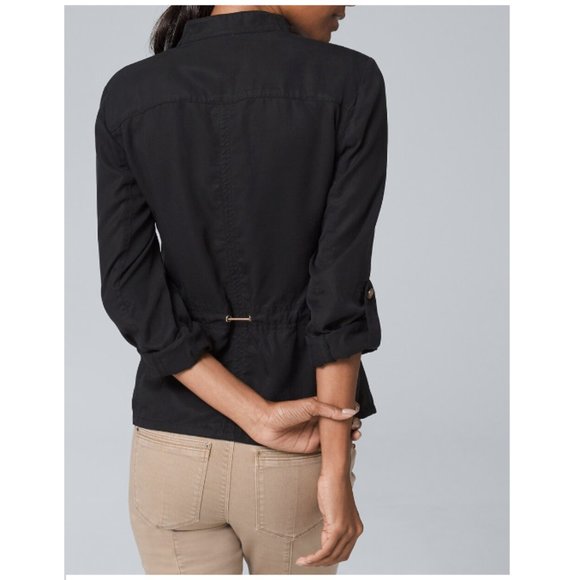 White House Black Market Petite Soft Utility Jacket Black Size 2 - Picture 11 of 11